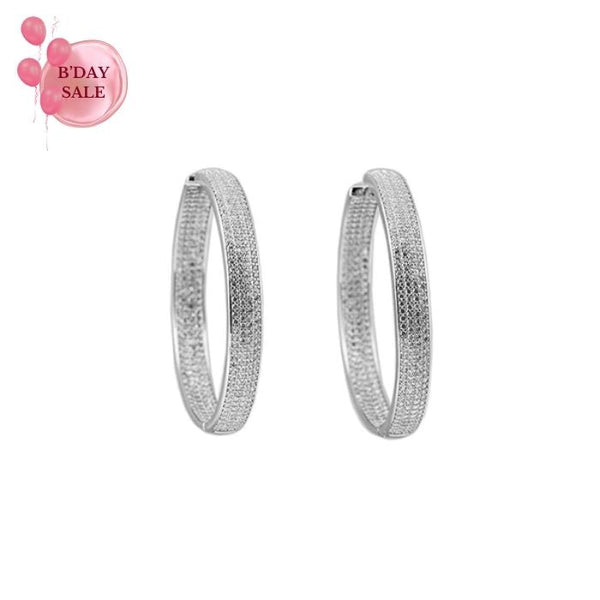 Chunky Silver CZ-Studded Hoops - Touch925