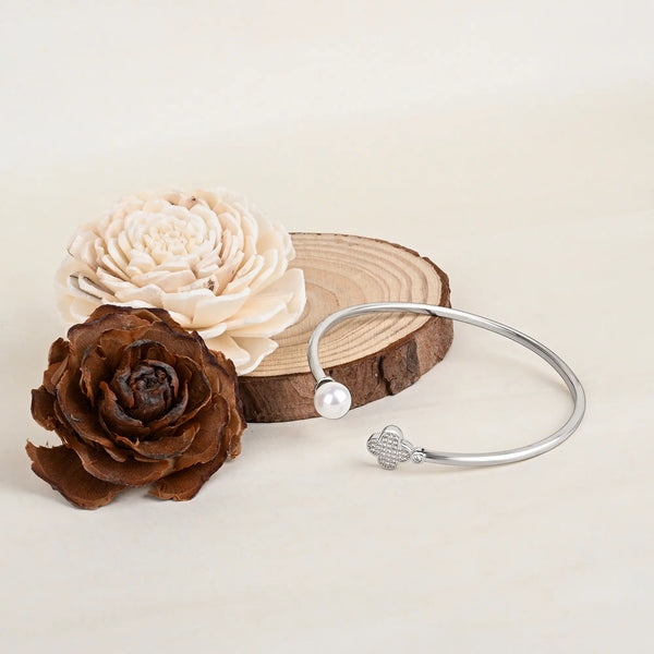 Clover Adjustable Silver Kada