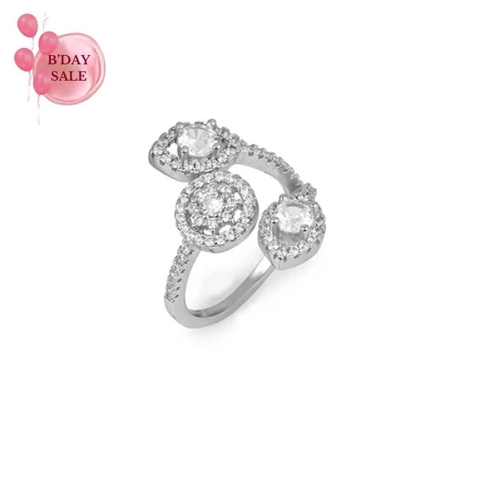 Crystal Sparkle Silver Ring - Touch925