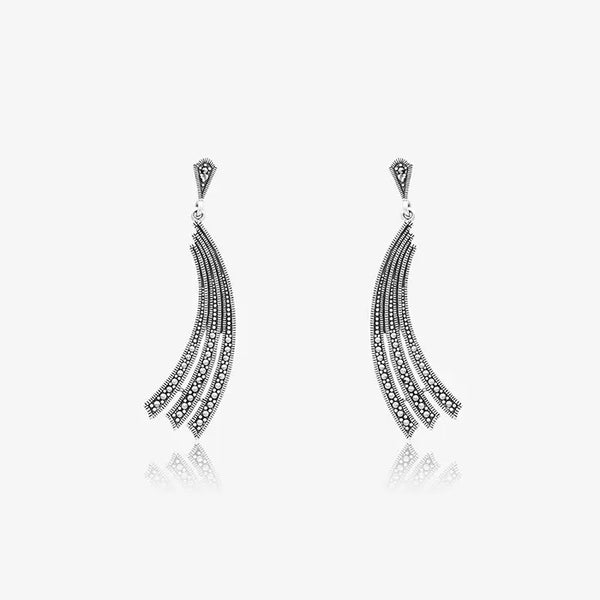 Curvy Layered Silver Dangler