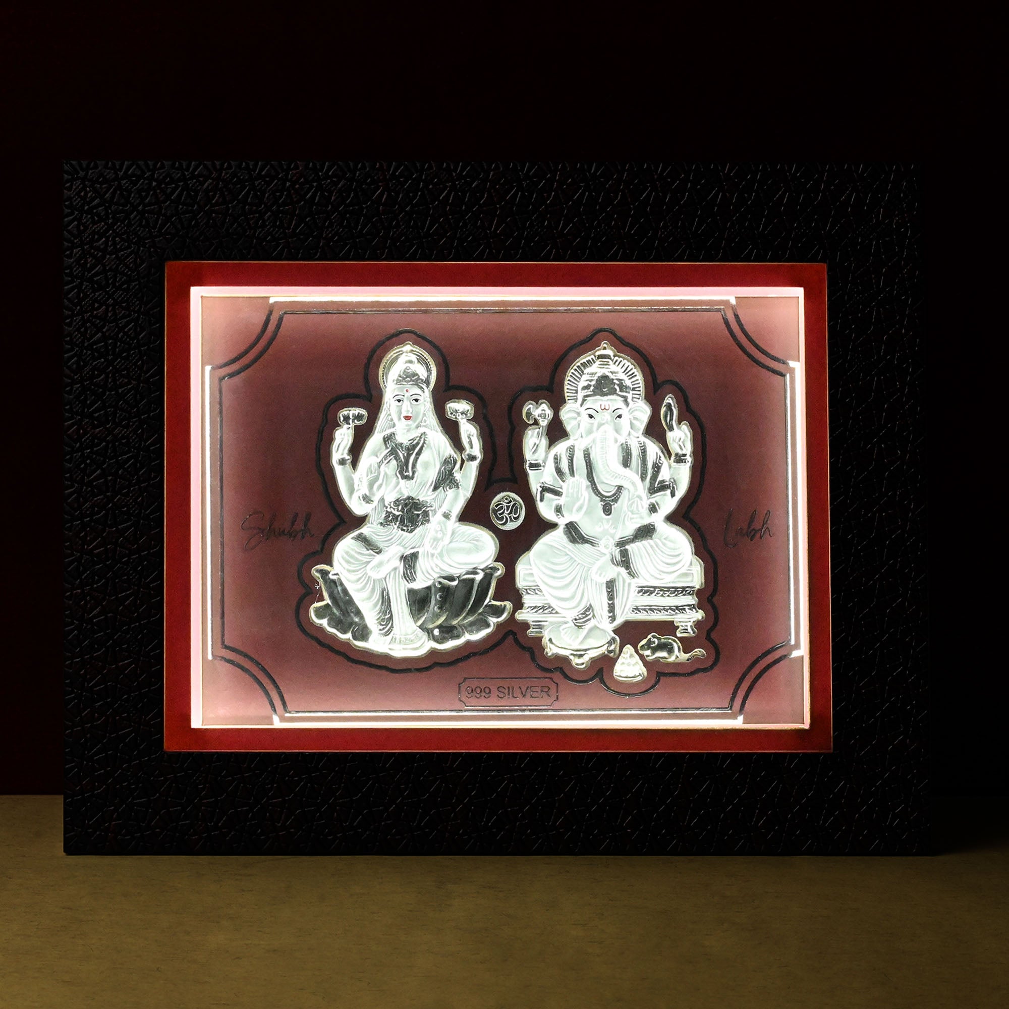 999 Silver Lakshmi Ganesh LED Frame
