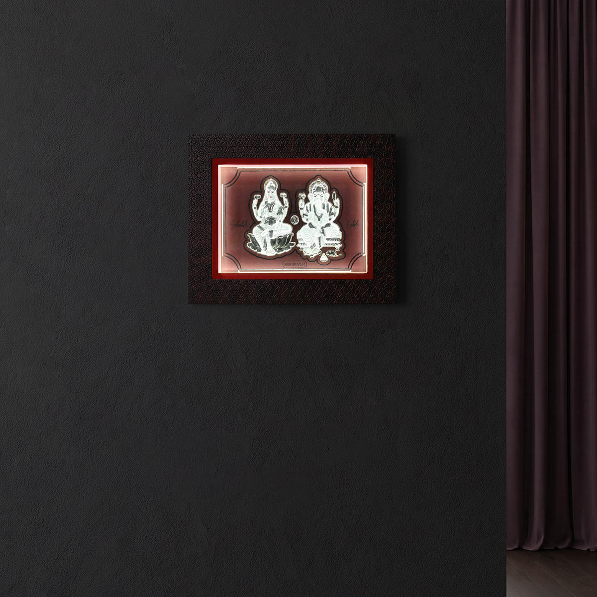 999 Silver Lakshmi Ganesh LED Frame
