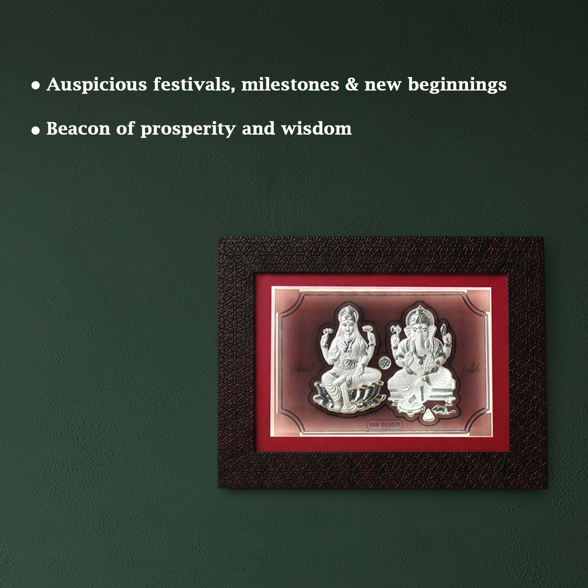 999 Silver Lakshmi Ganesh LED Frame