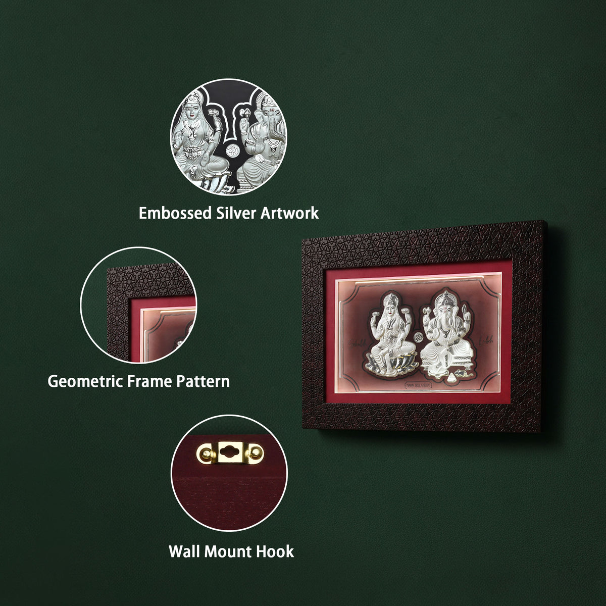 999 Silver Lakshmi Ganesh LED Frame