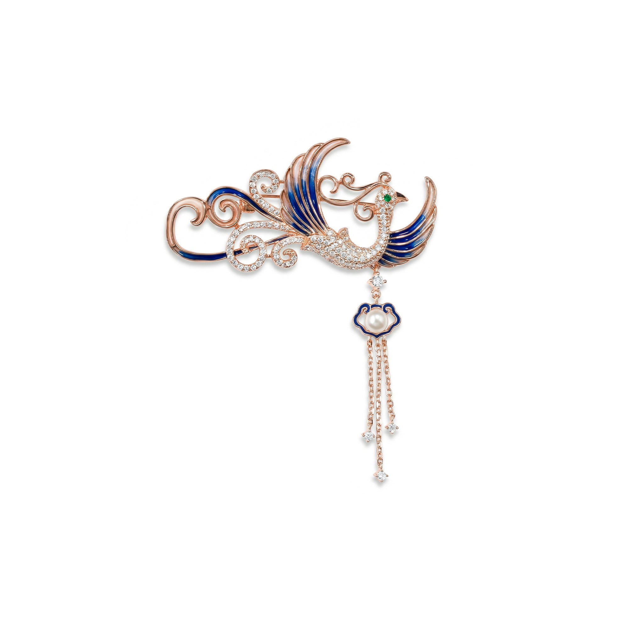 Blue Bird Pearl Brooch