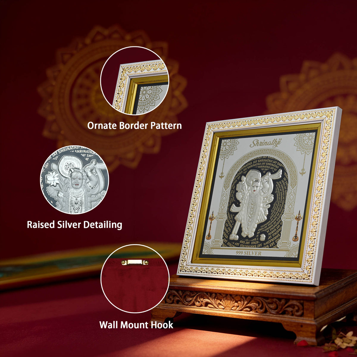 999 Silver Shrinathji Wall Frame