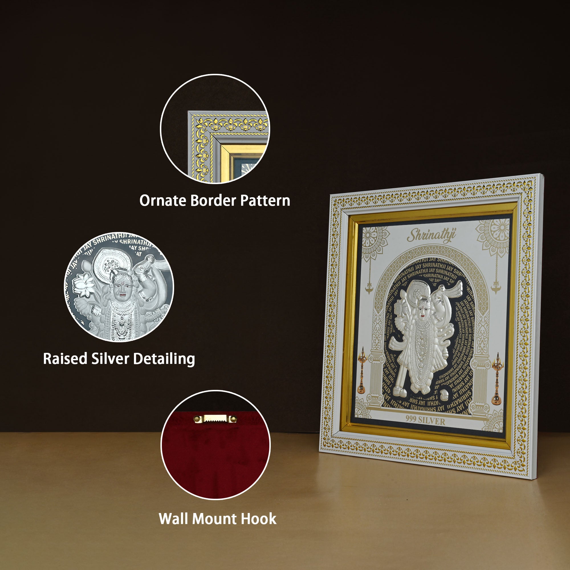 999 Silver Shrinathji Wall Frame