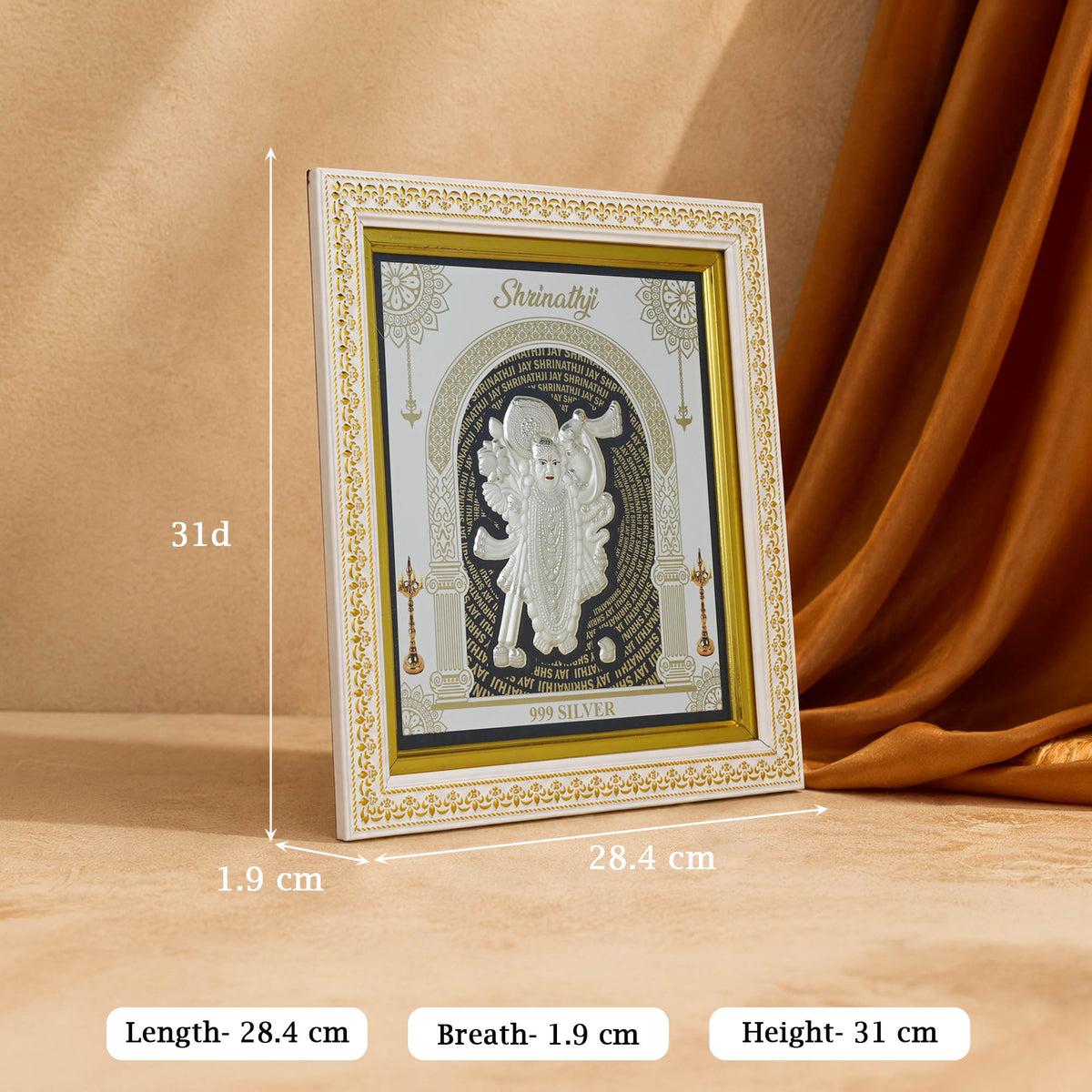 999 Silver Shrinathji Wall Frame
