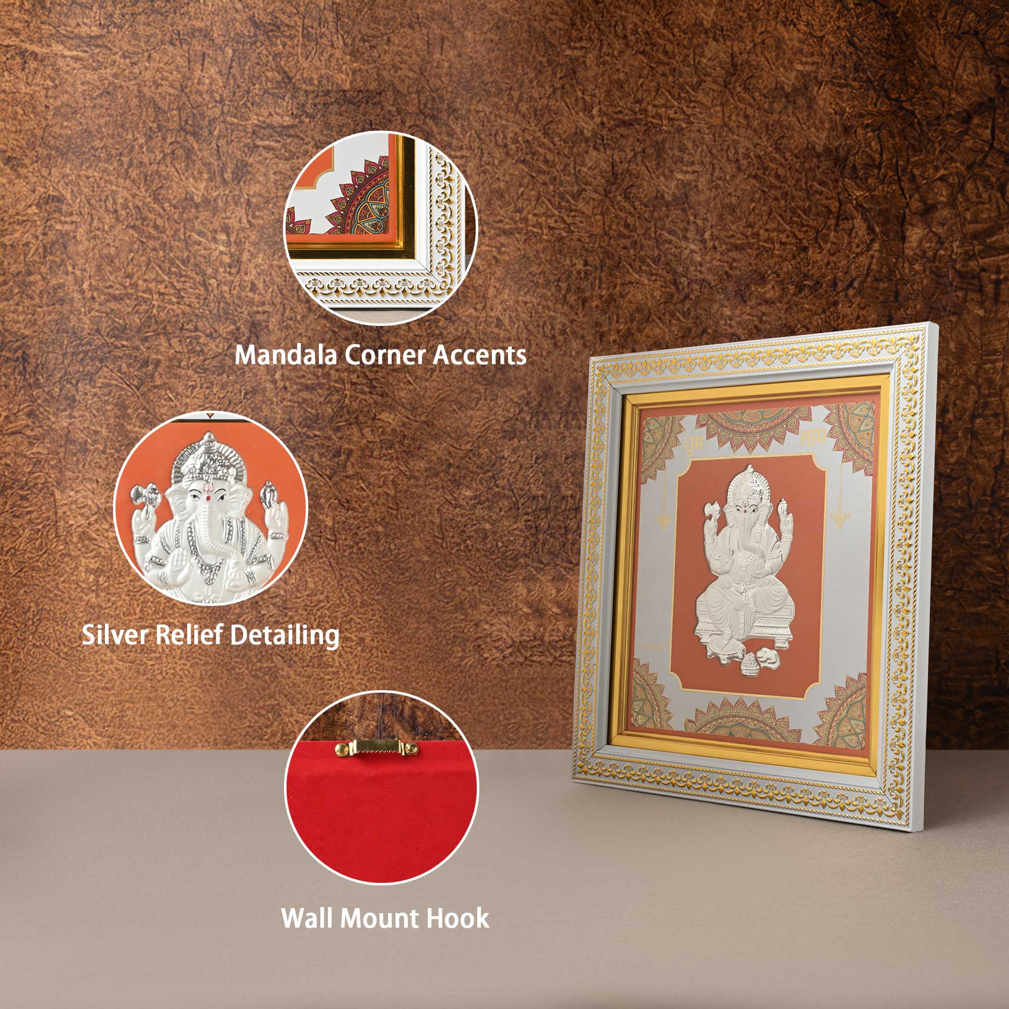 999 Silver Ganesh Wall Frame