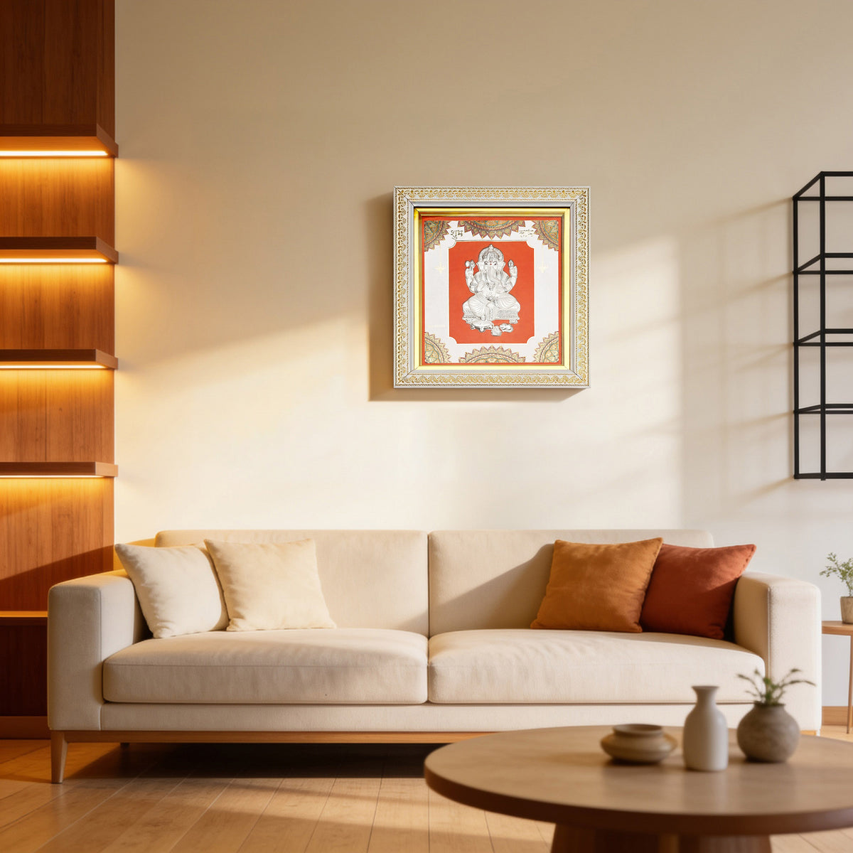 999 Silver Ganesh Wall Frame