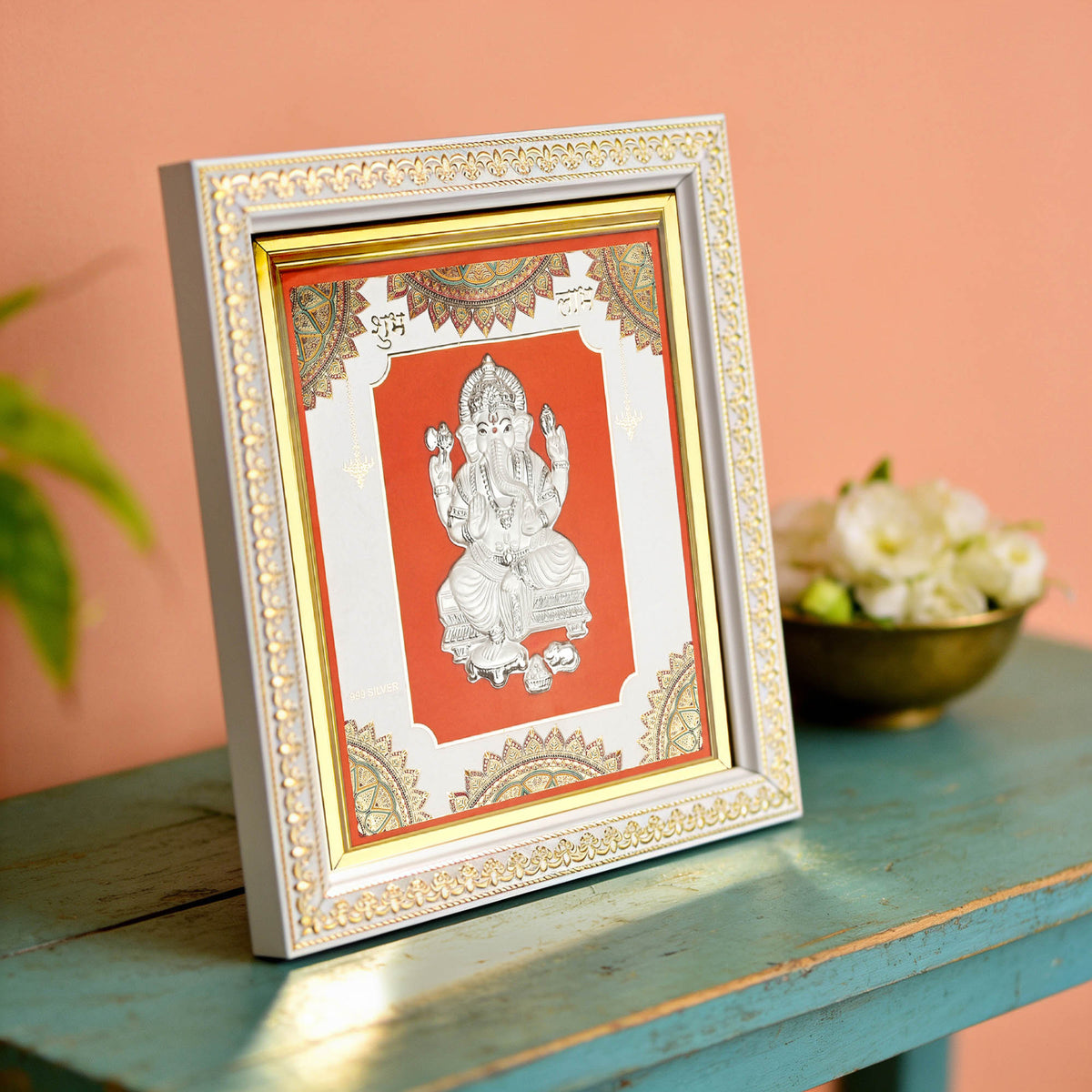 999 Silver Ganesh Wall Frame