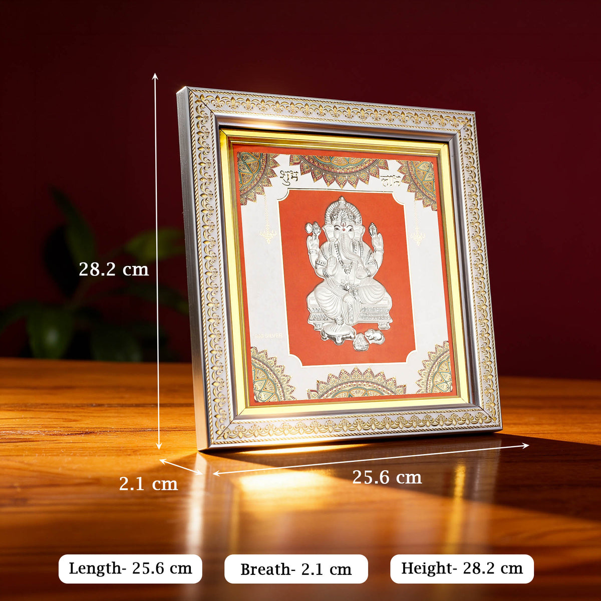 999 Silver Ganesh Wall Frame