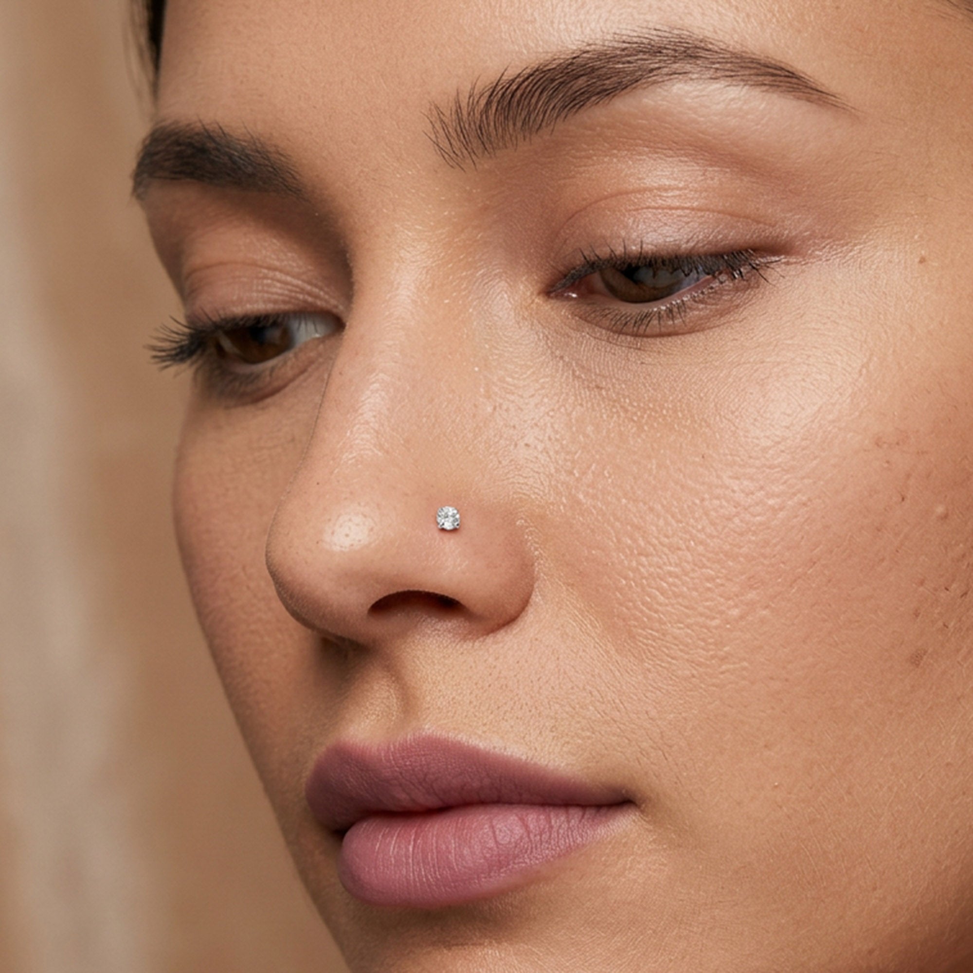 Solitaire Open Hoop Silver Nose Pin