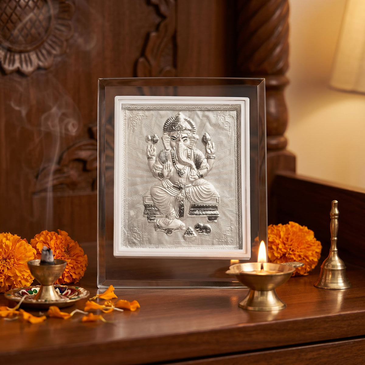 999 Silver Ganesh Ji Idol Frame