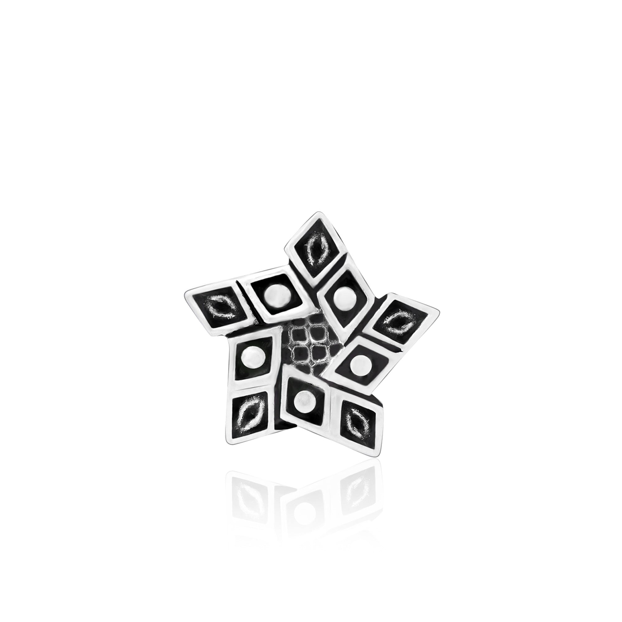 Panch-Tara Oxidised Silver Nose Pin