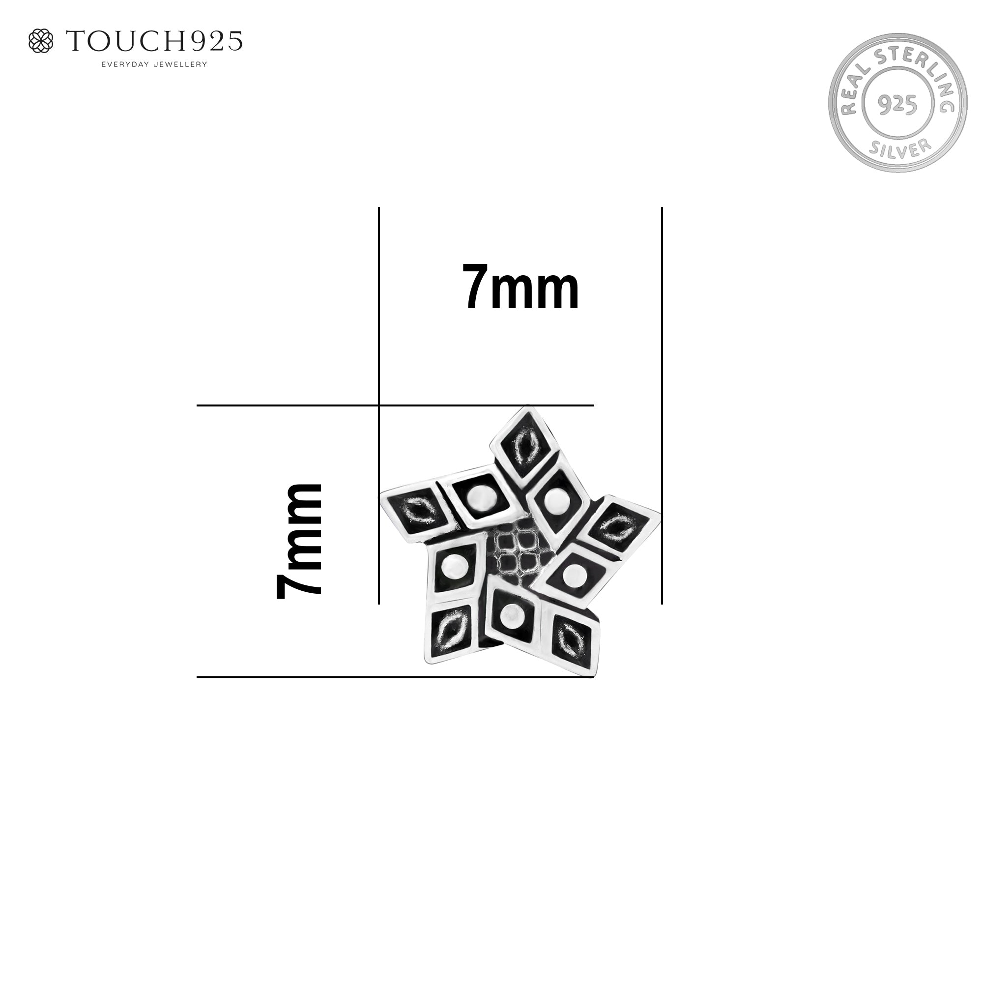 Panch-Tara Oxidised Silver Nose Pin