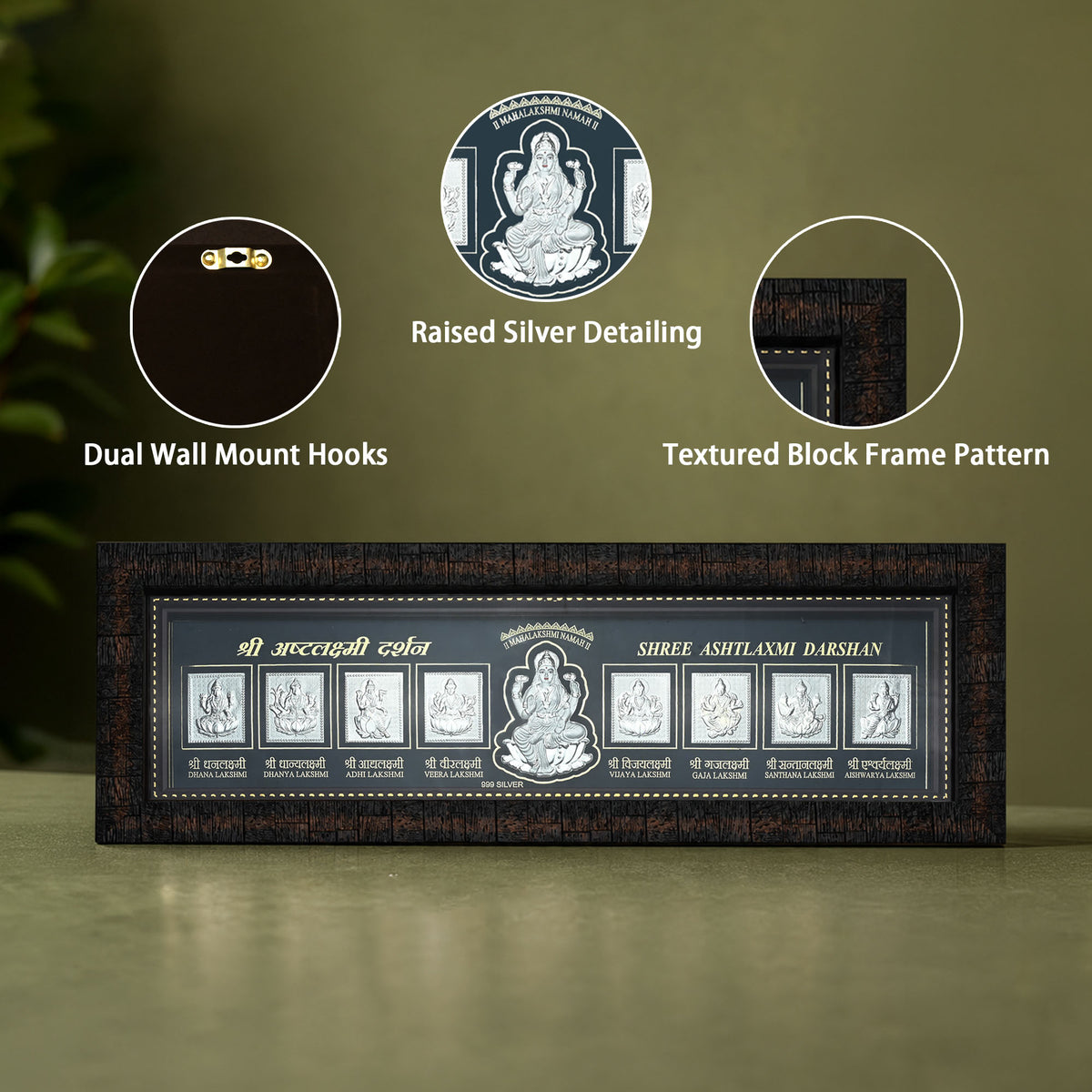 999 Silver Ashtalakshmi Wall Frame