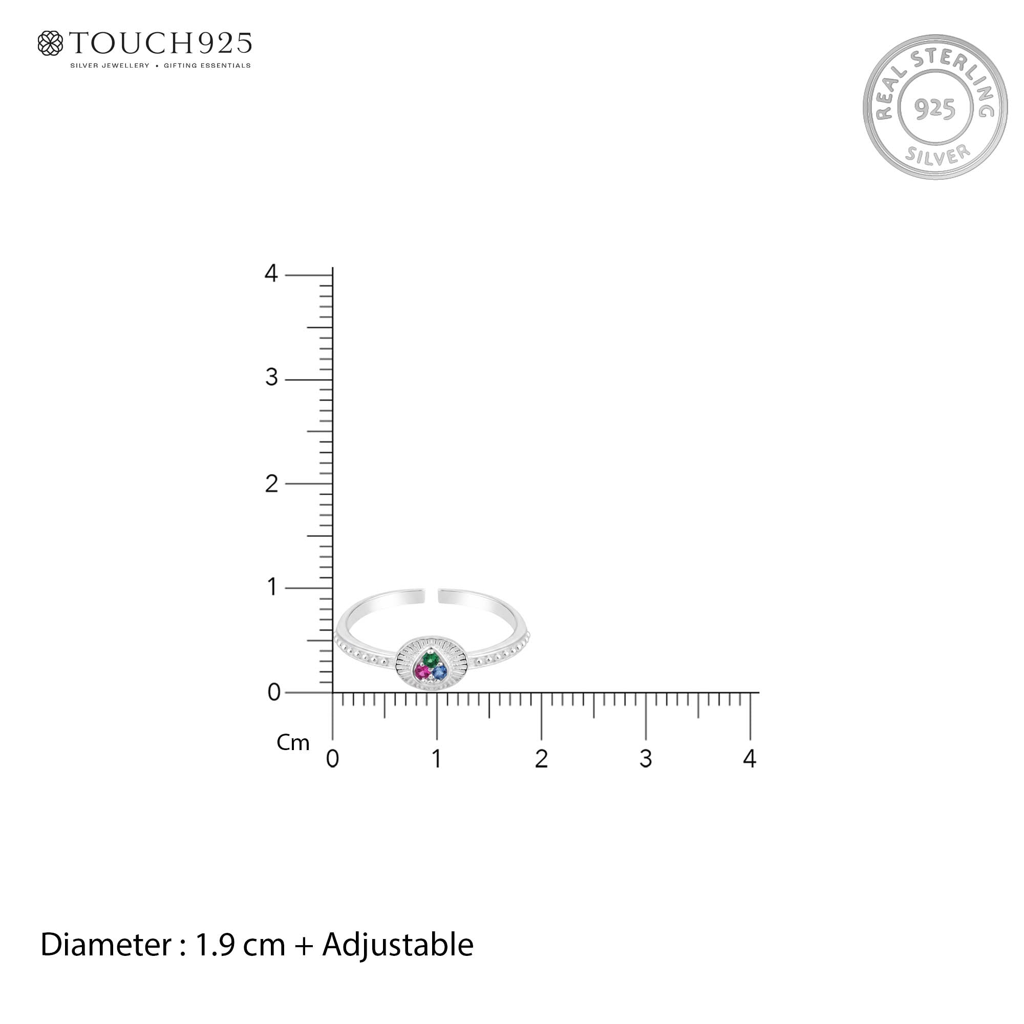 Tricolor Teardrop Toe Ring