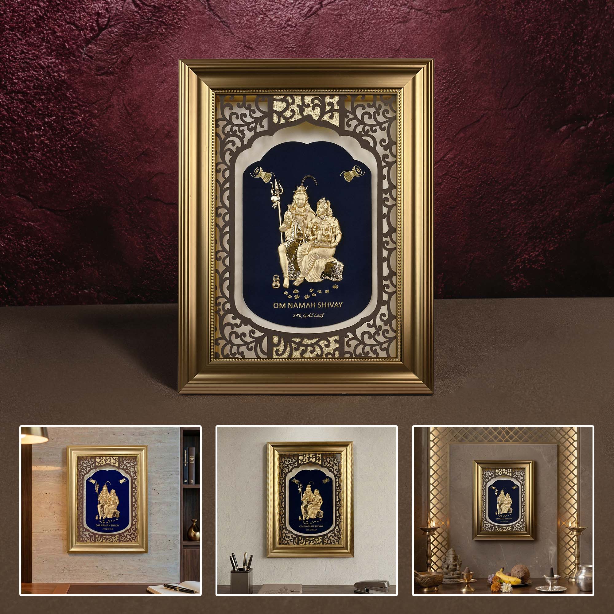 24K Gold Foil Shiv Parivar Frame