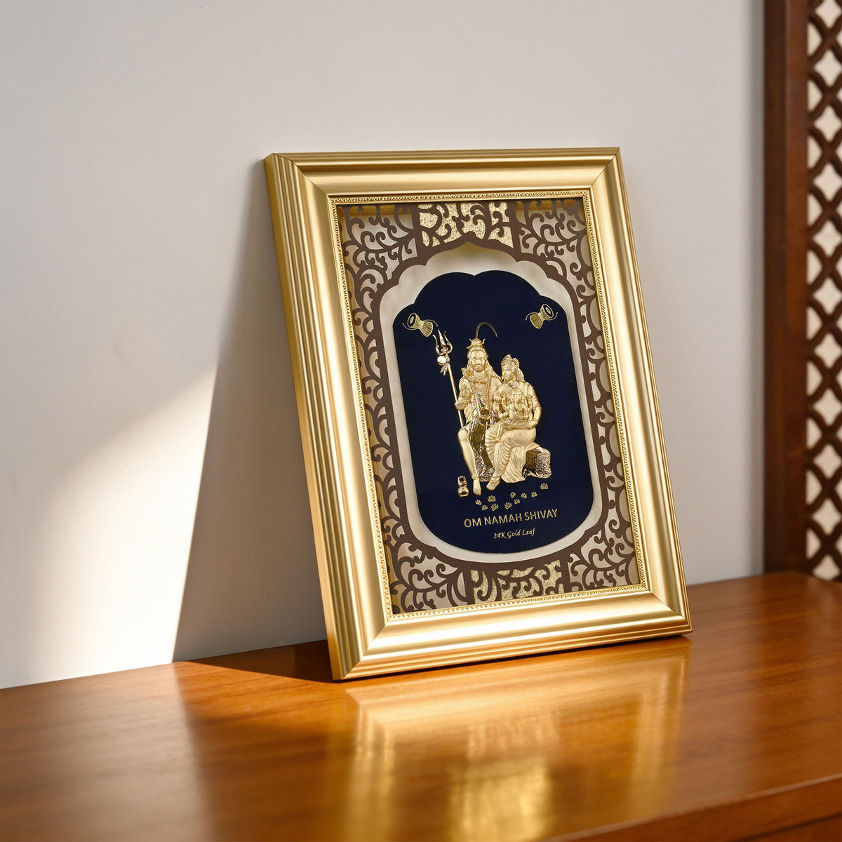 24K Gold Foil Shiv Parivar Frame