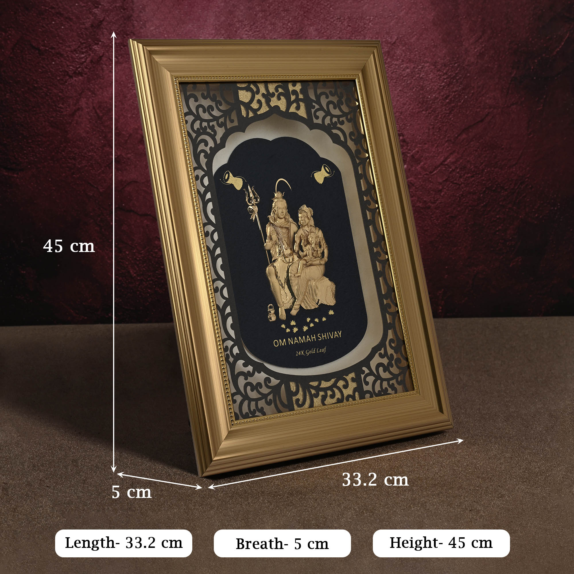 24K Gold Foil Shiv Parivar Frame