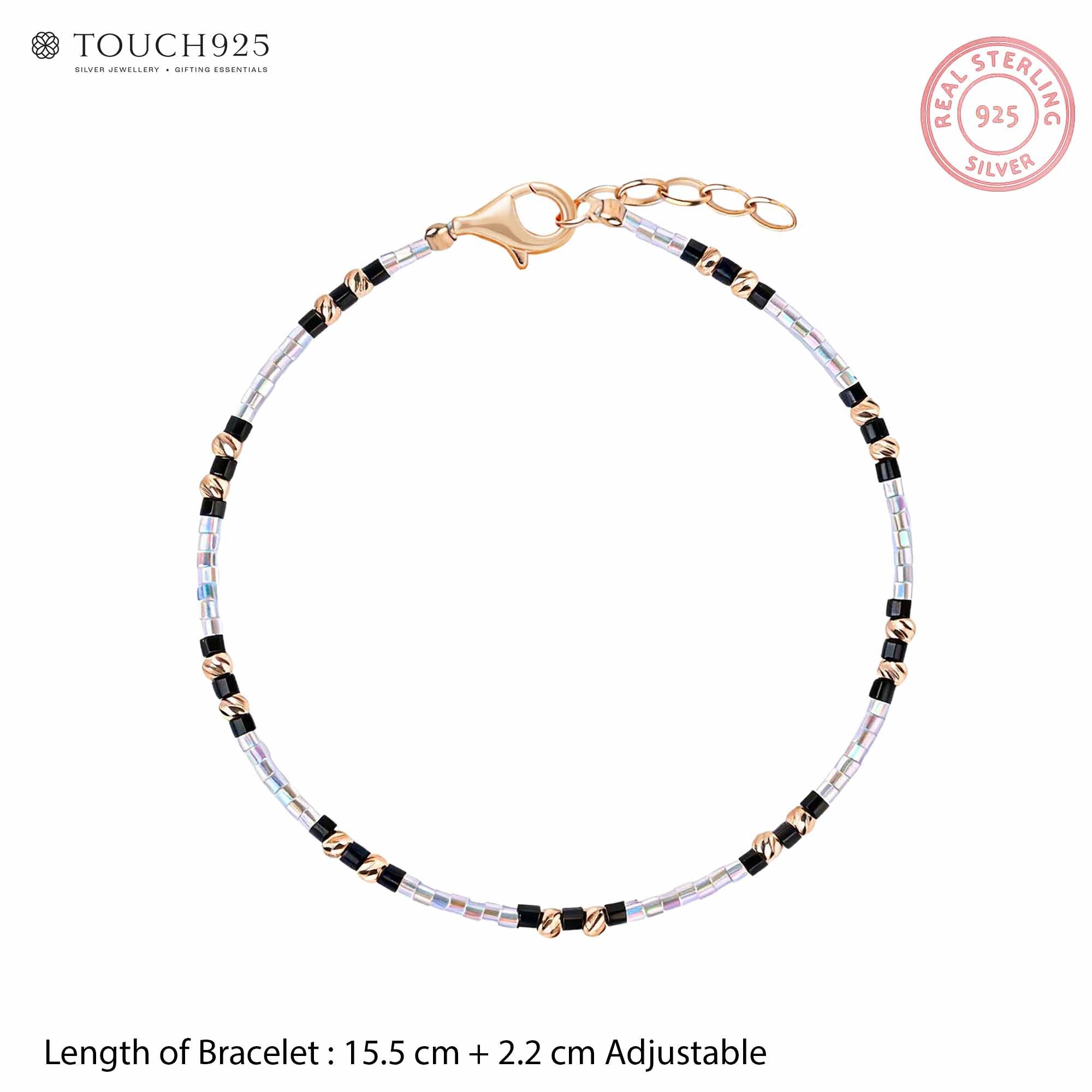Sleek Onyx & Gold Kids Anklet