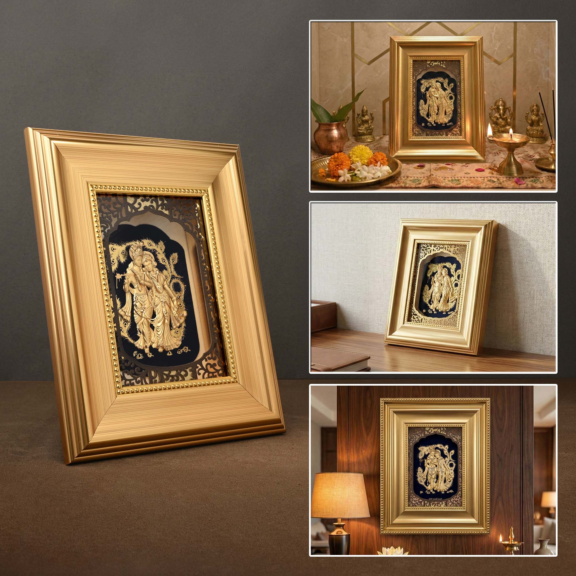 24K Gold Radha Krishna Frame