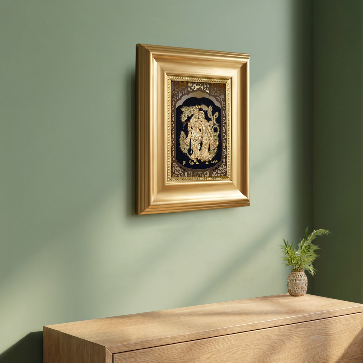 24K Gold Radha Krishna Frame