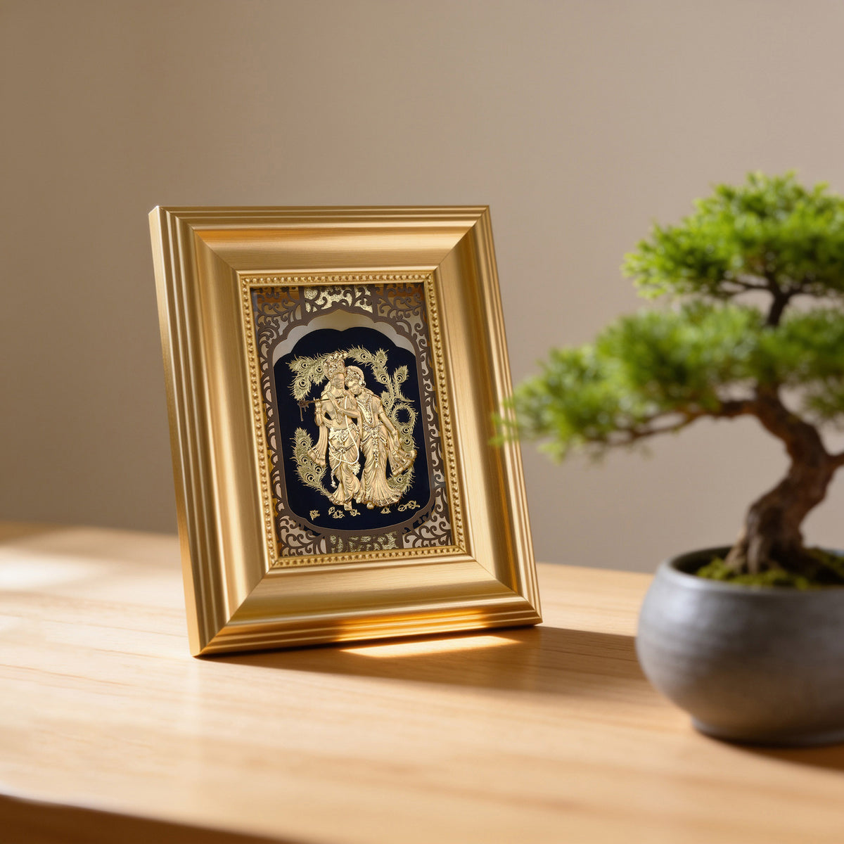 24K Gold Radha Krishna Frame