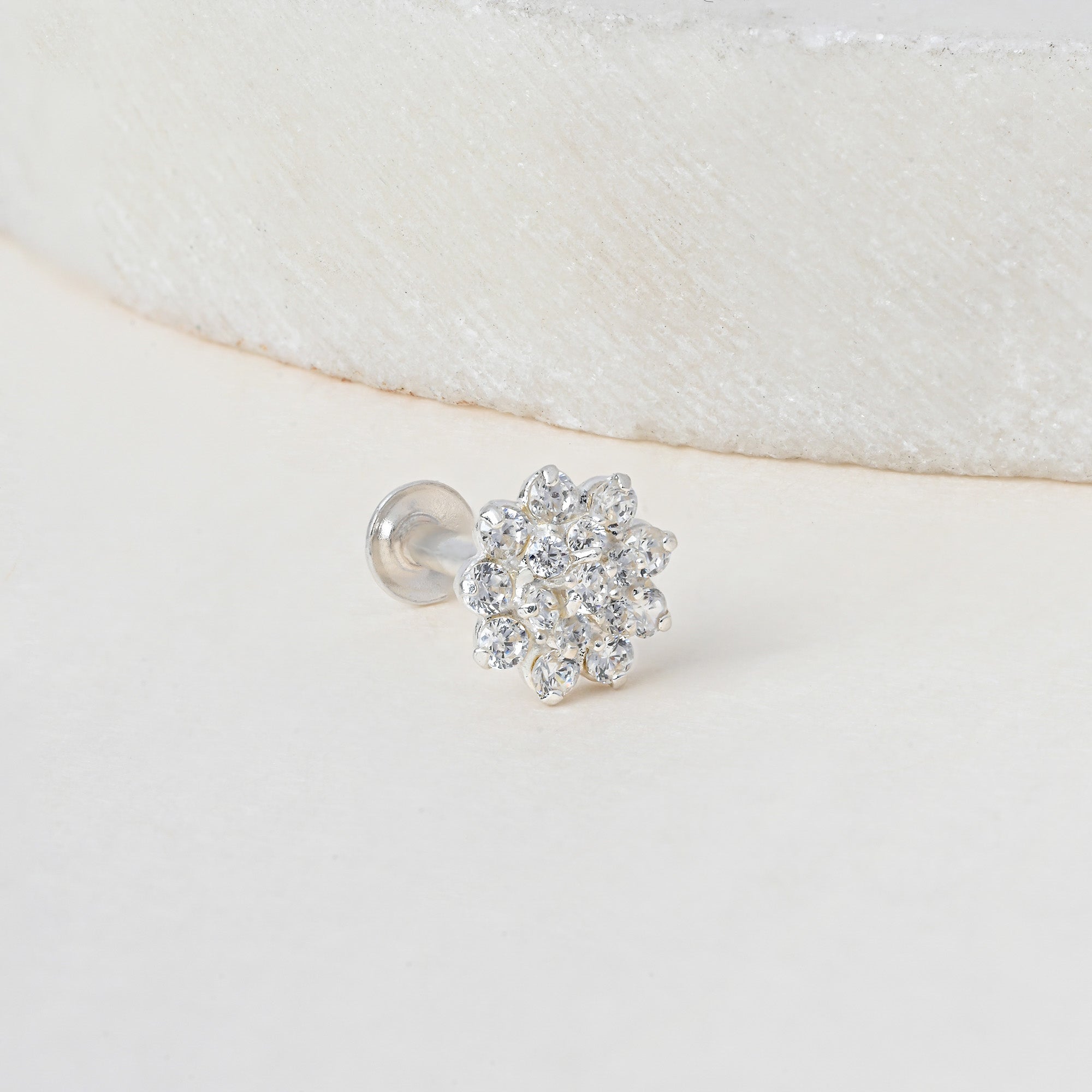 Floral Cluster Silver Nose Pin