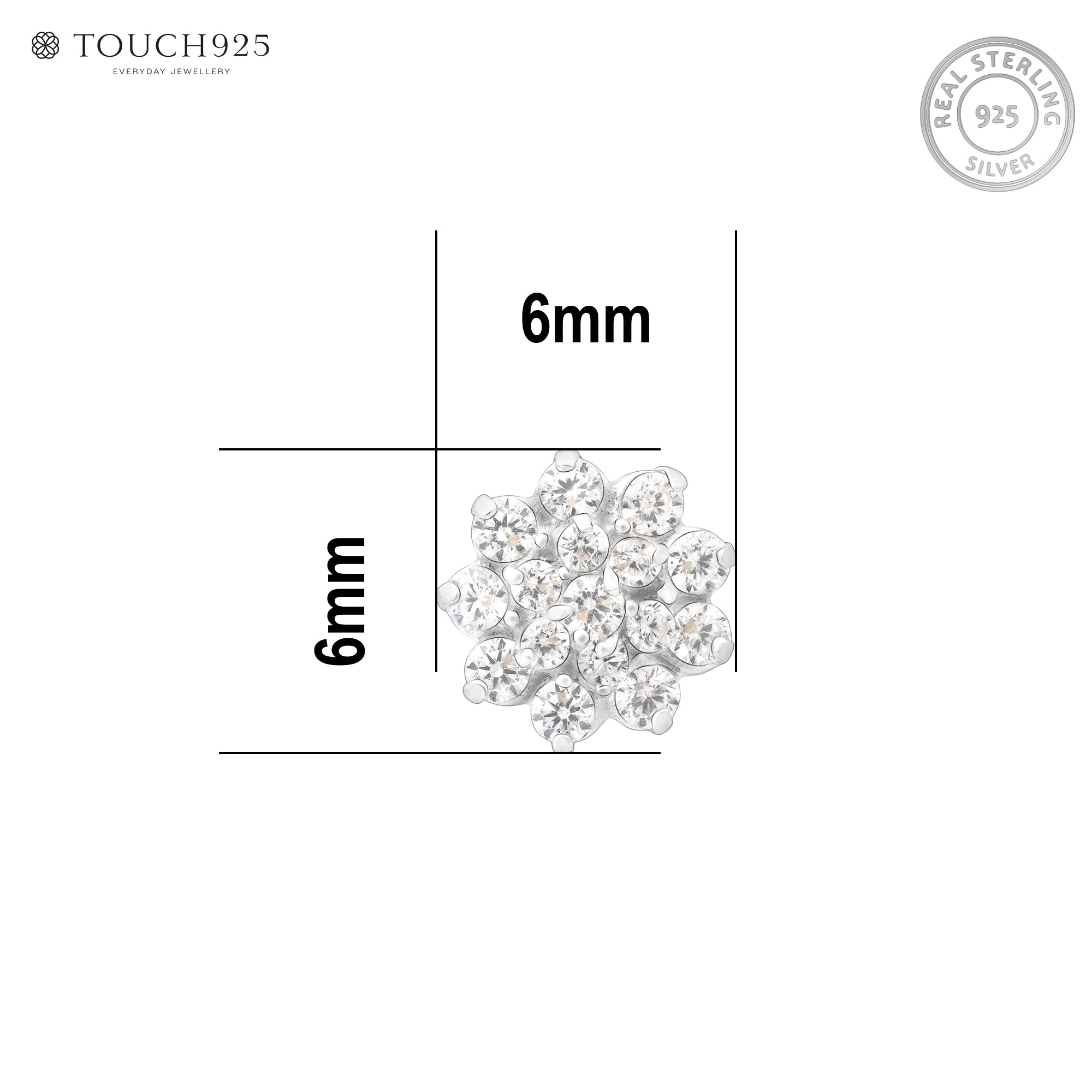 Floral Cluster Silver Nose Pin