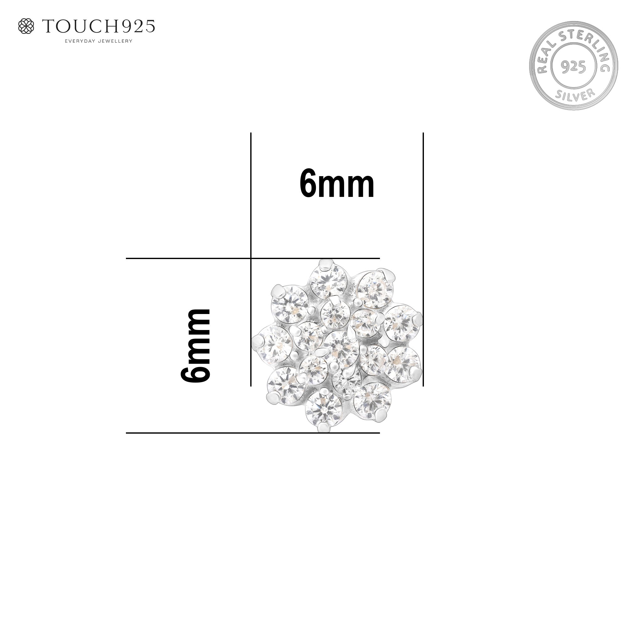 Floral Cluster Silver Nose Pin