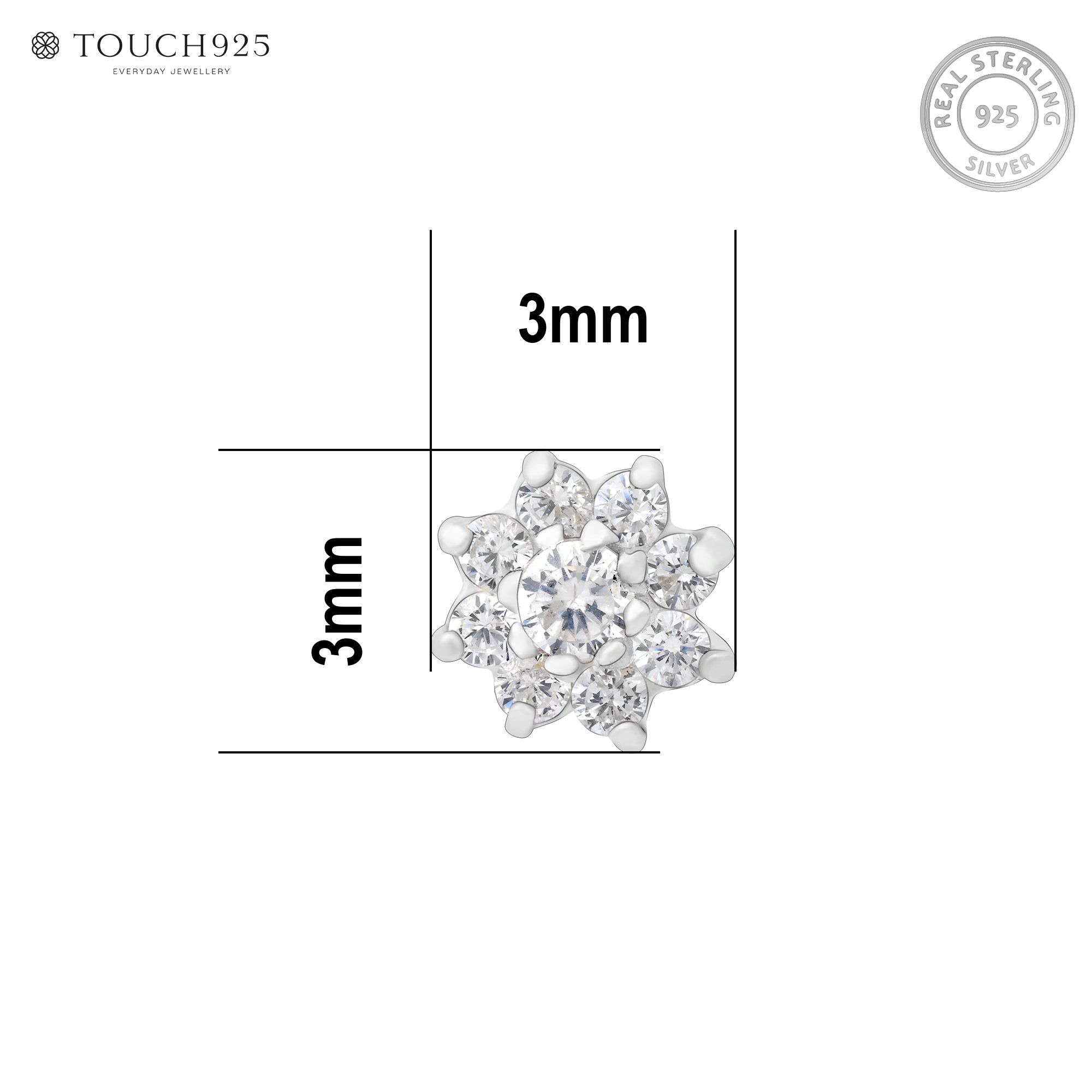 Petal Cluster Silver Nose Pin