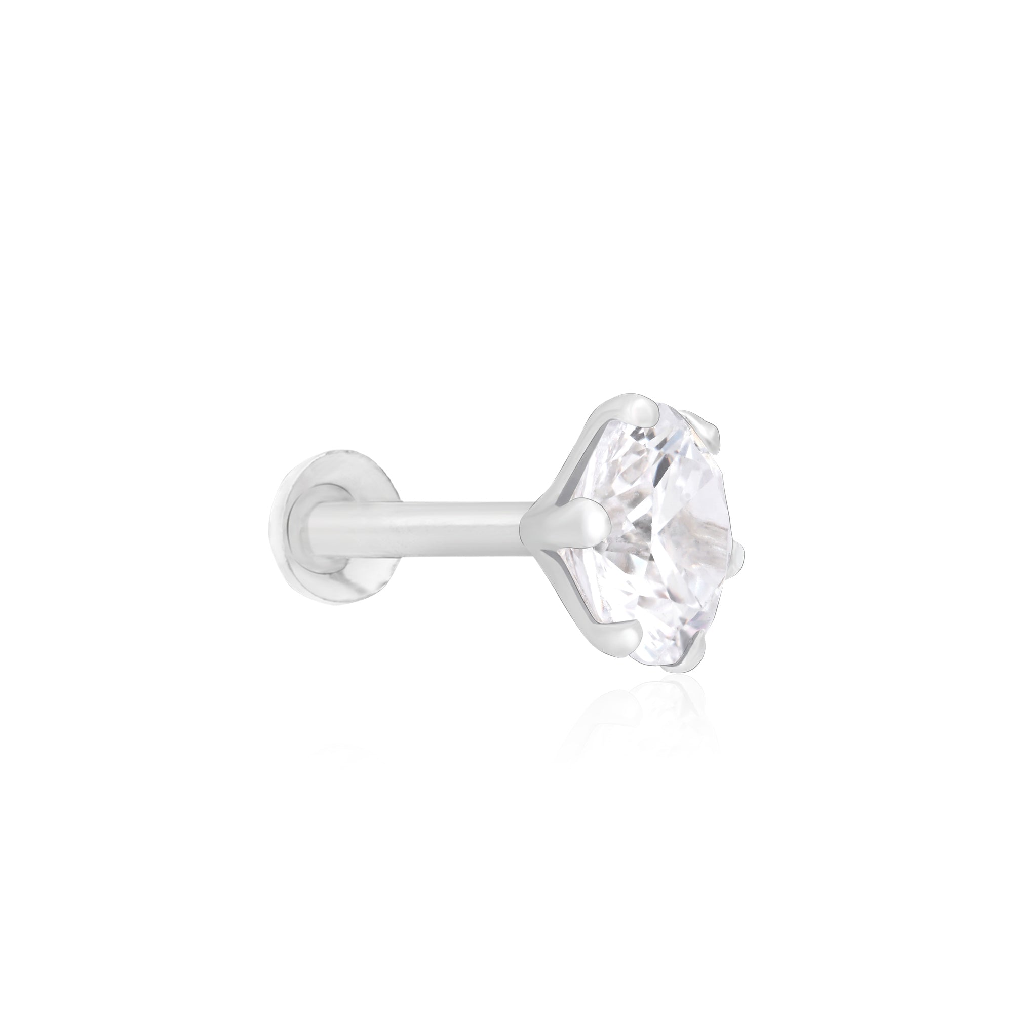 Solitaire Spark Silver Nose Pin