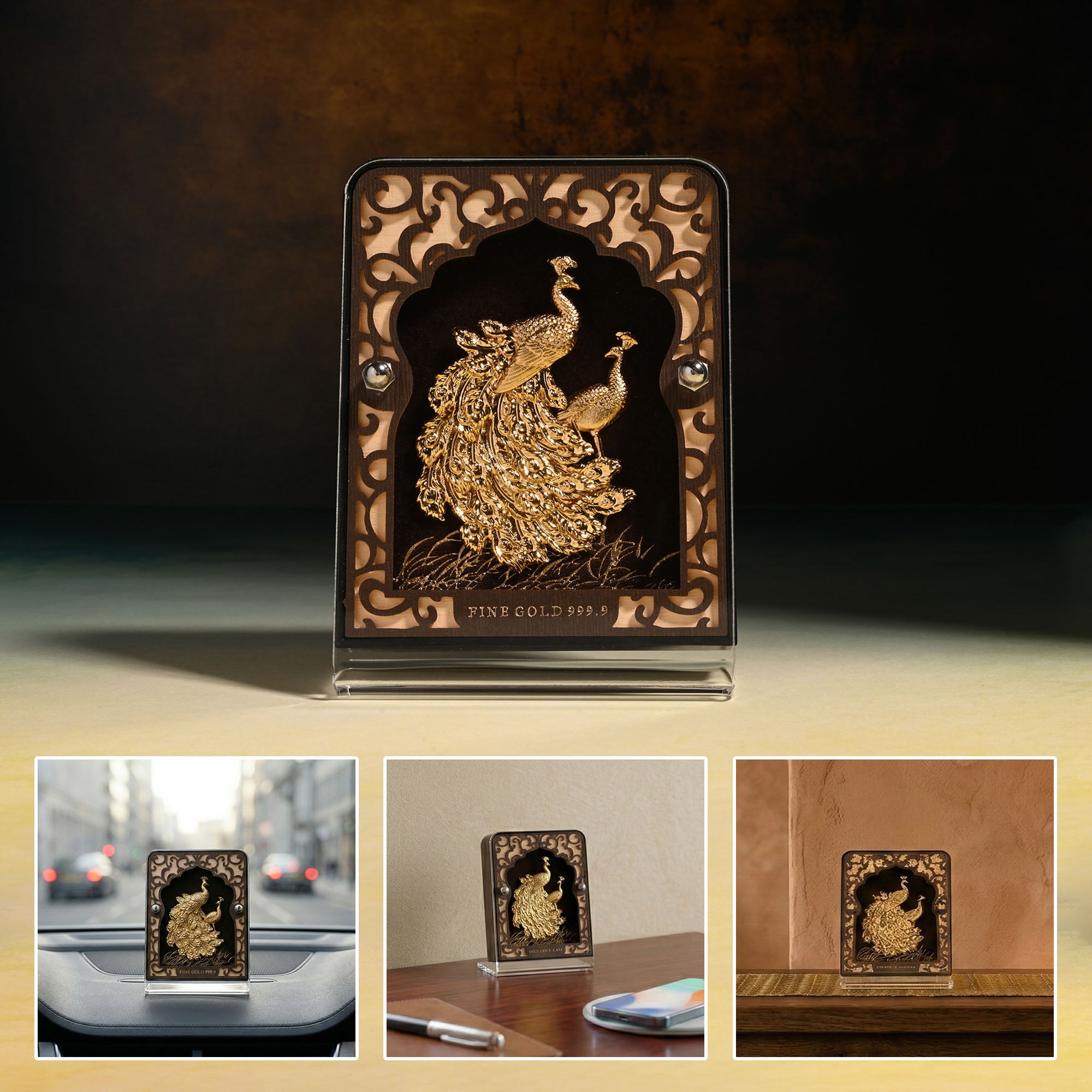 24K Gold Foil Peacock Frame