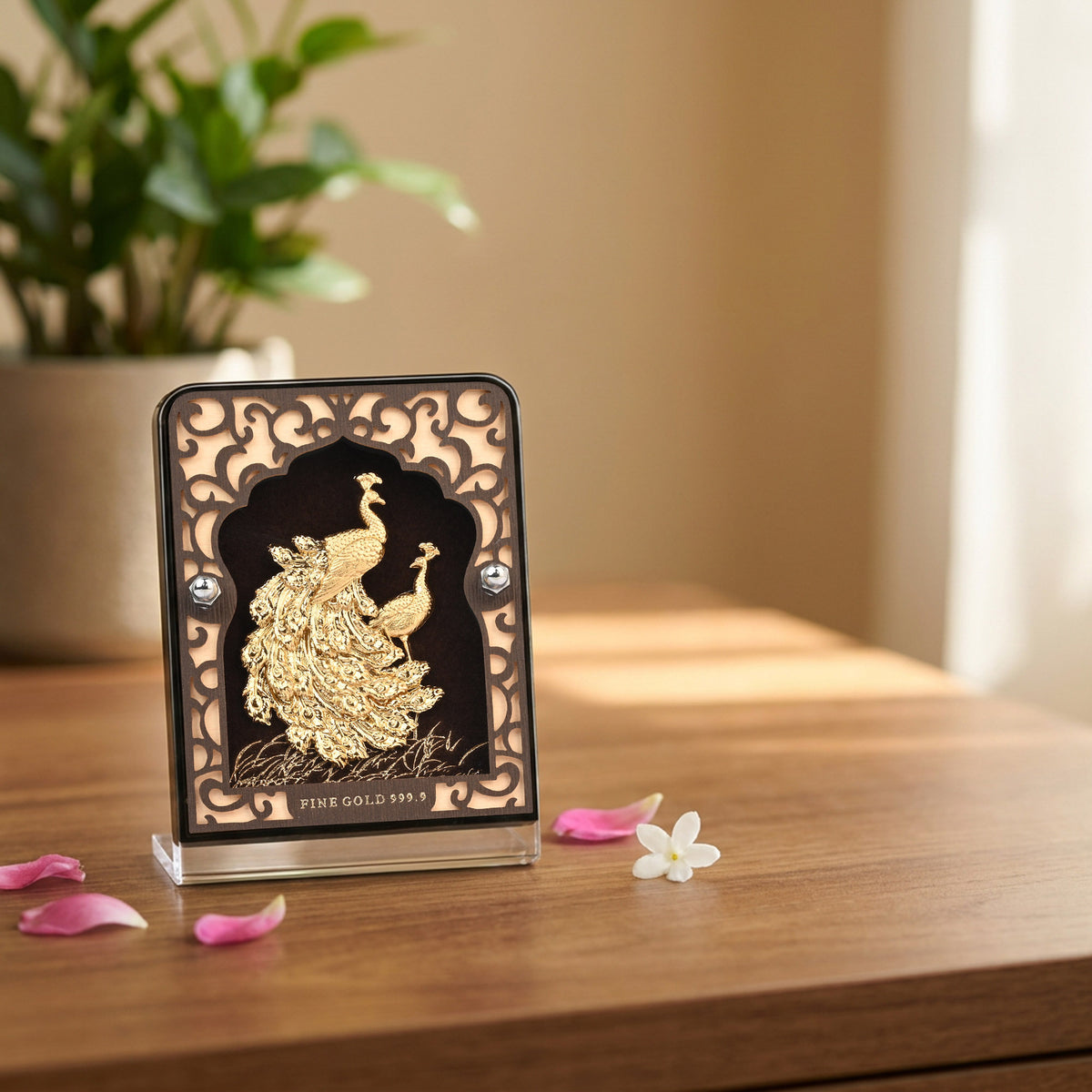24K Gold Foil Peacock Frame