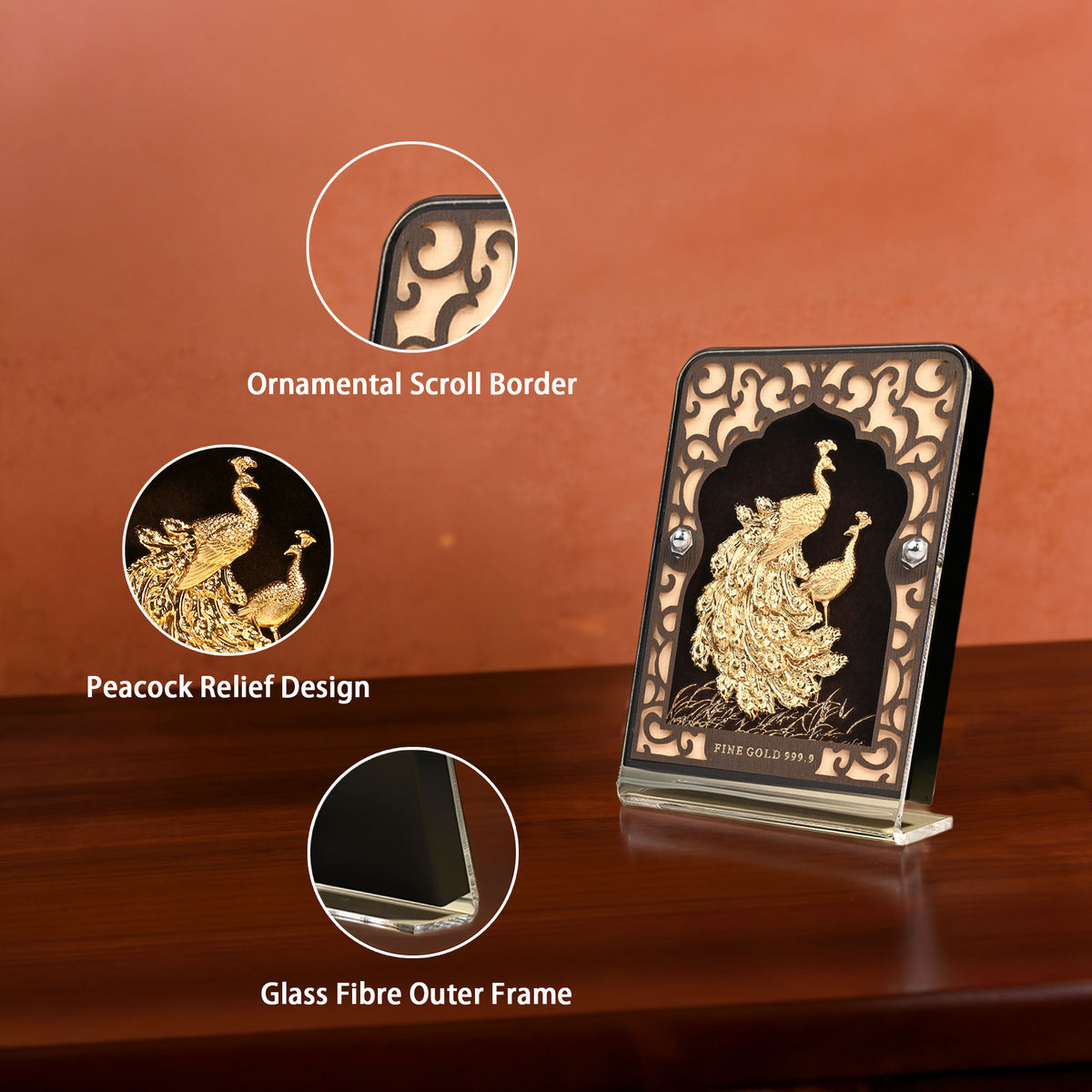24K Gold Foil Peacock Frame