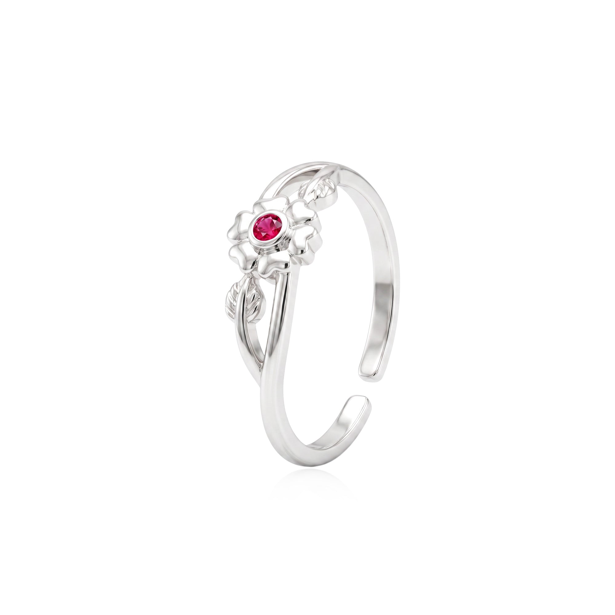 Ruby Floral Vine Toe Ring