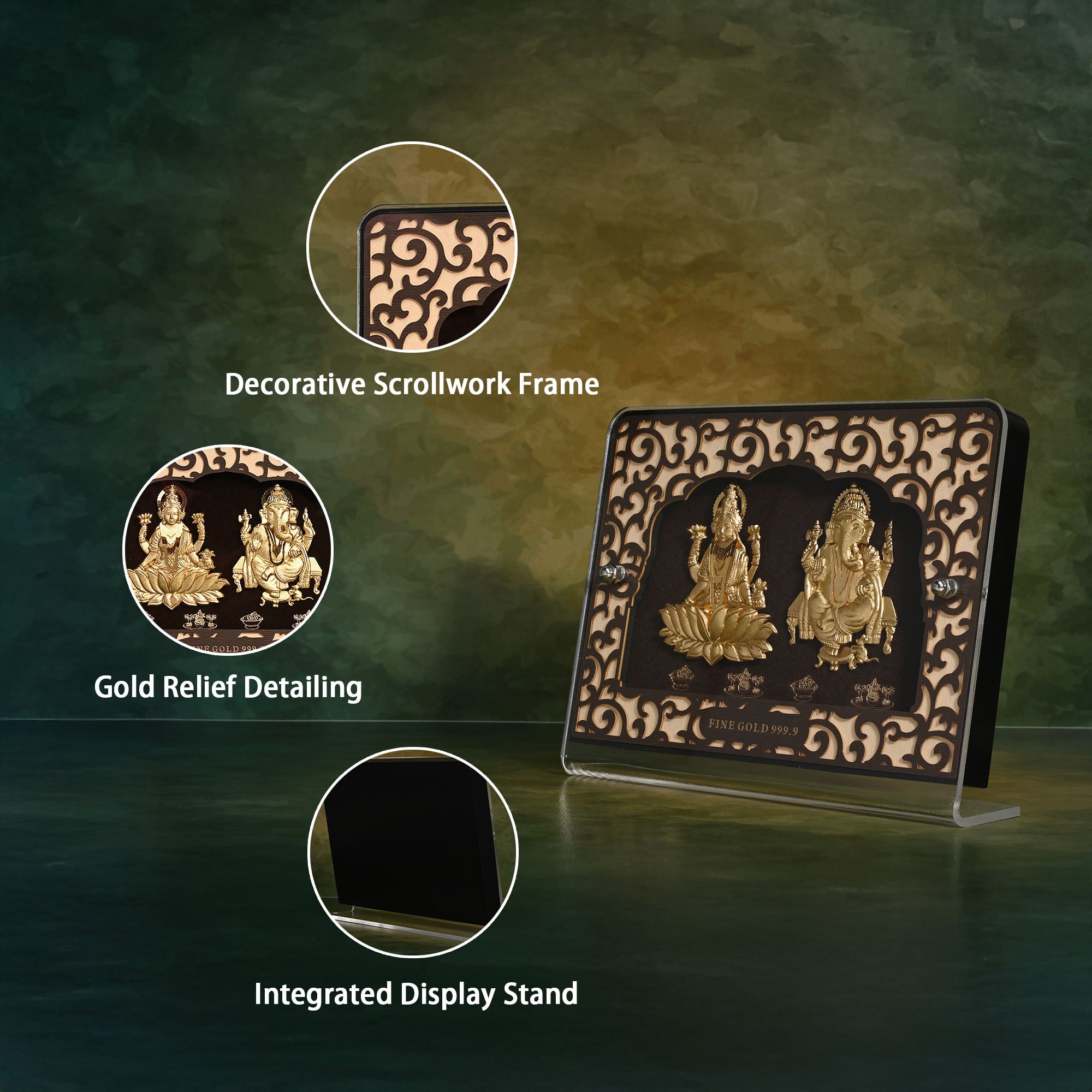 24K Gold Foil Lakshmi Ganesh Frame