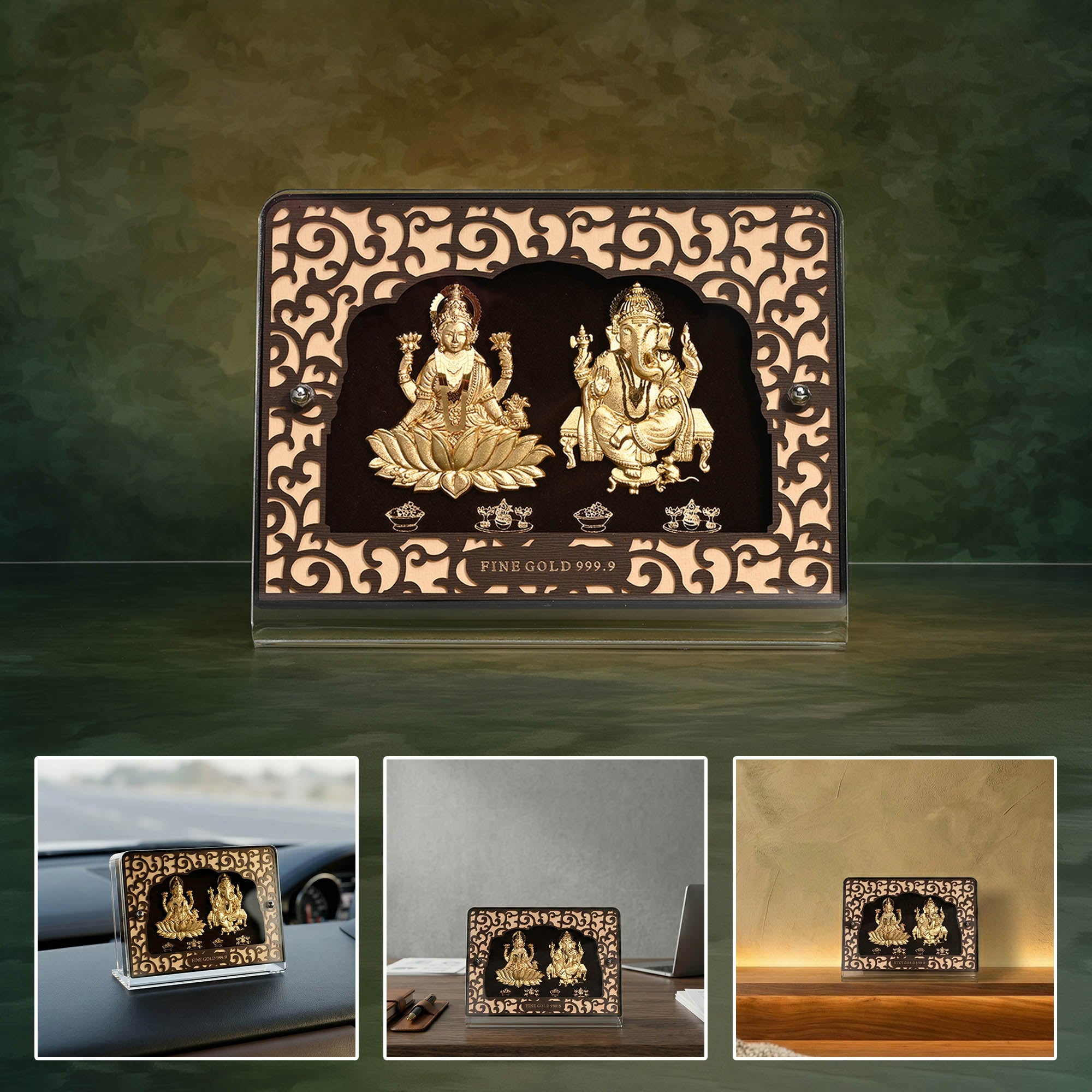 24K Gold Foil Lakshmi Ganesh Frame