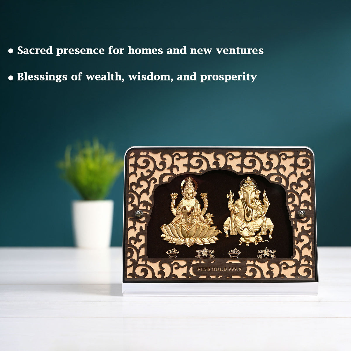 24K Gold Foil Lakshmi Ganesh Frame