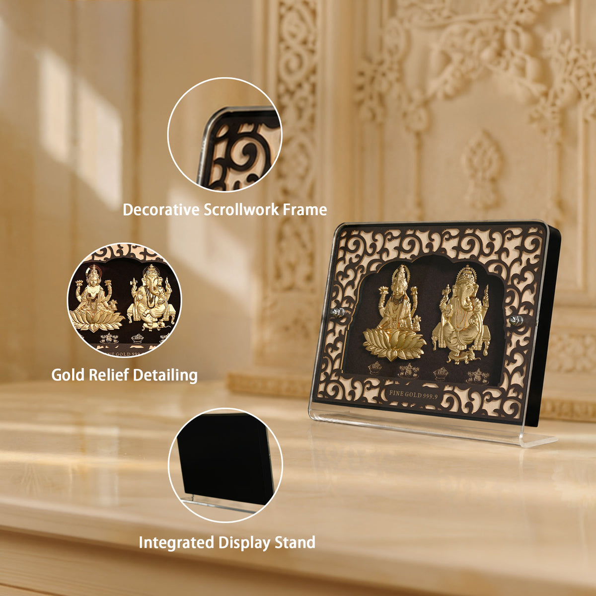 24K Gold Foil Lakshmi Ganesh Frame