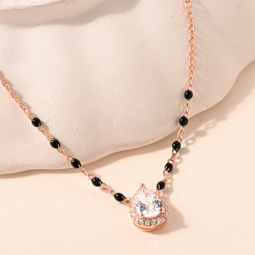 Noor Pear Halo Mangalsutra - Rose Gold
