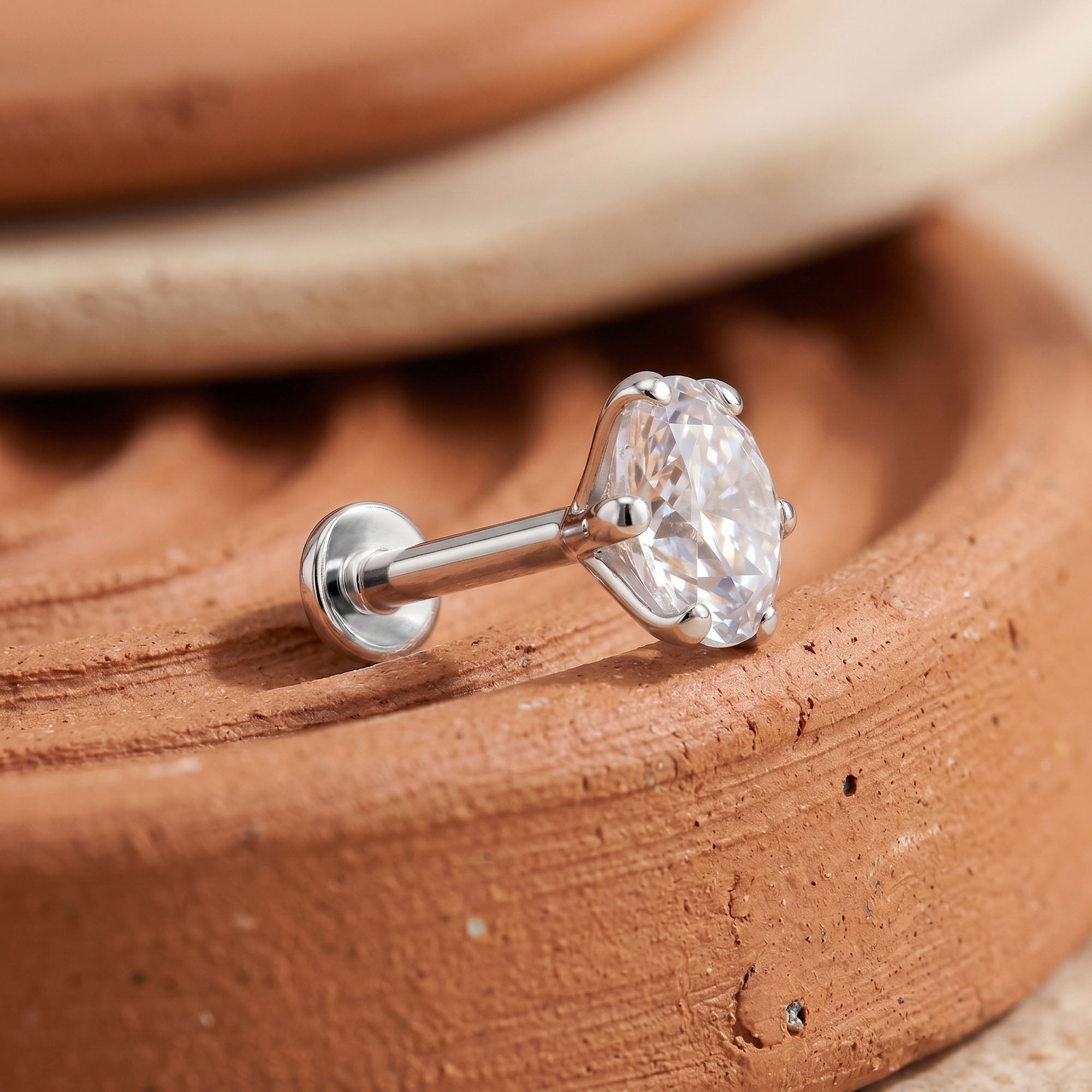 Classic Moissanite Silver Stud Earring