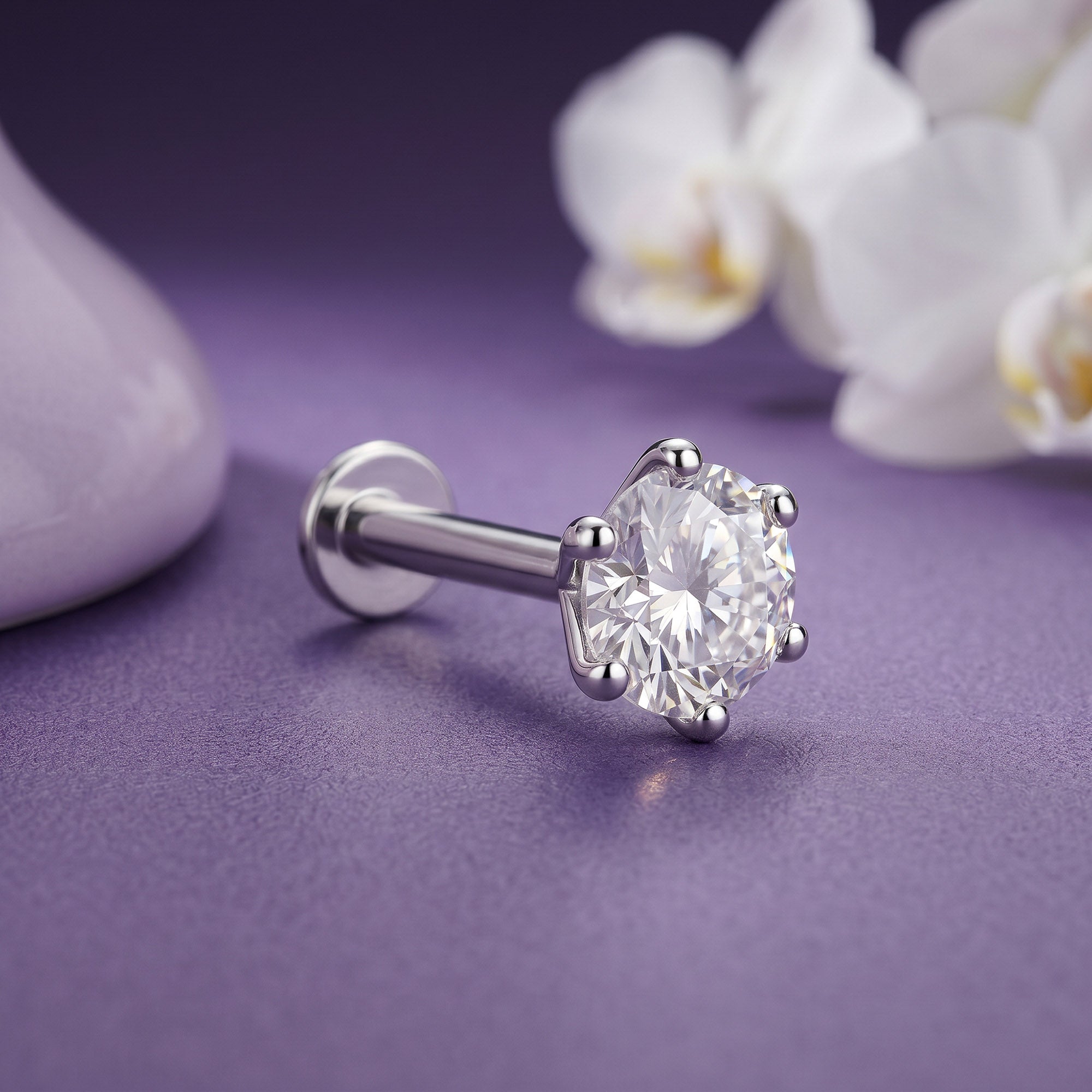 Classic Moissanite Silver Stud Earring