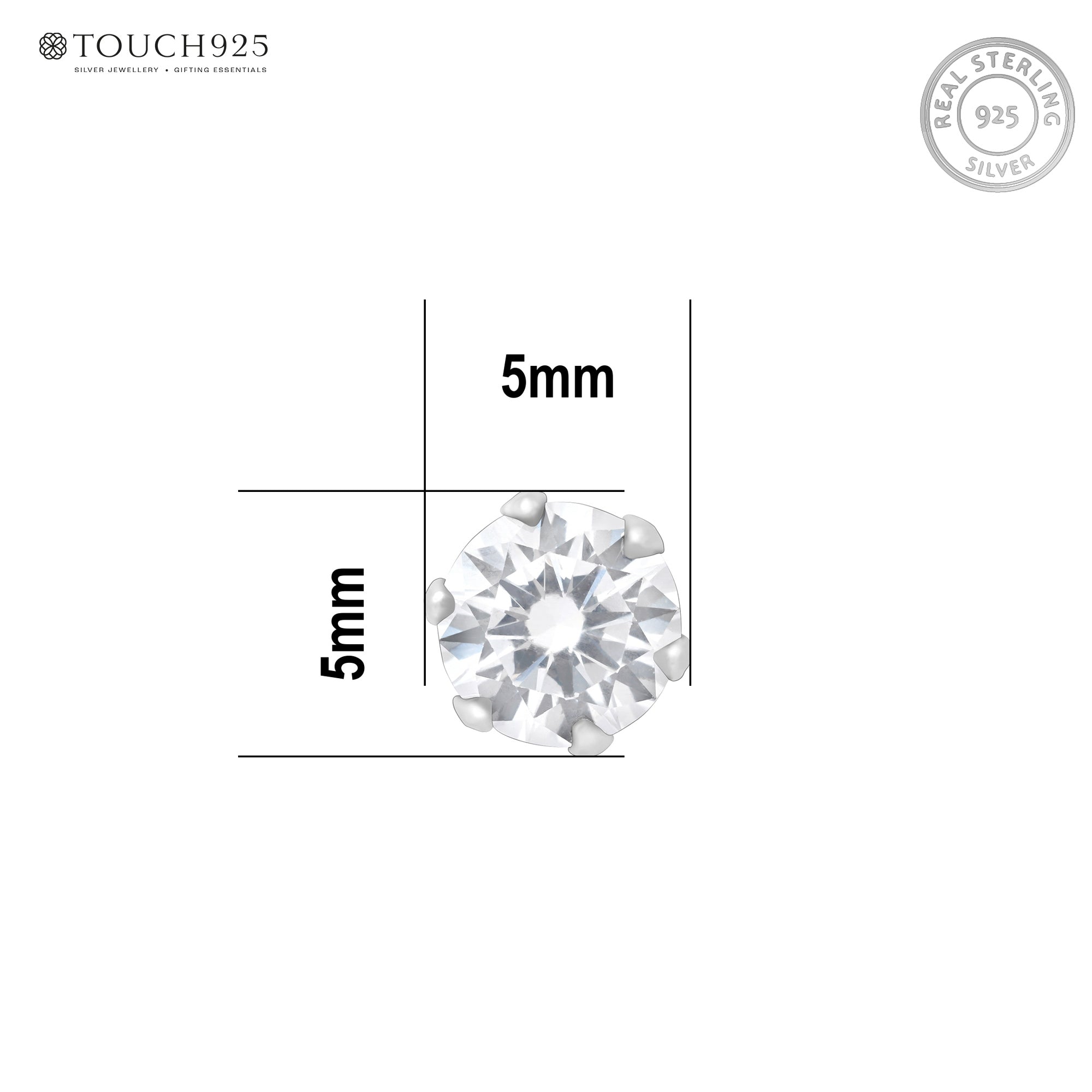 Classic Moissanite Silver Stud Earring