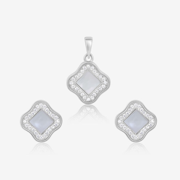 Aztec Zirconia Silver Pendant Set