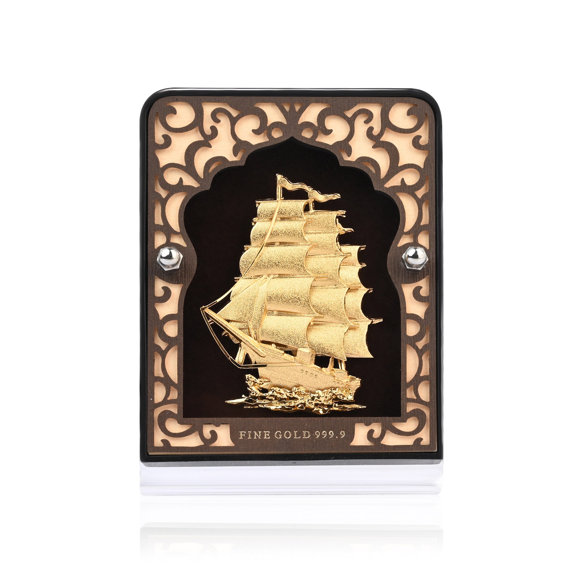 24K Gold Foil Sailing Ship Frame