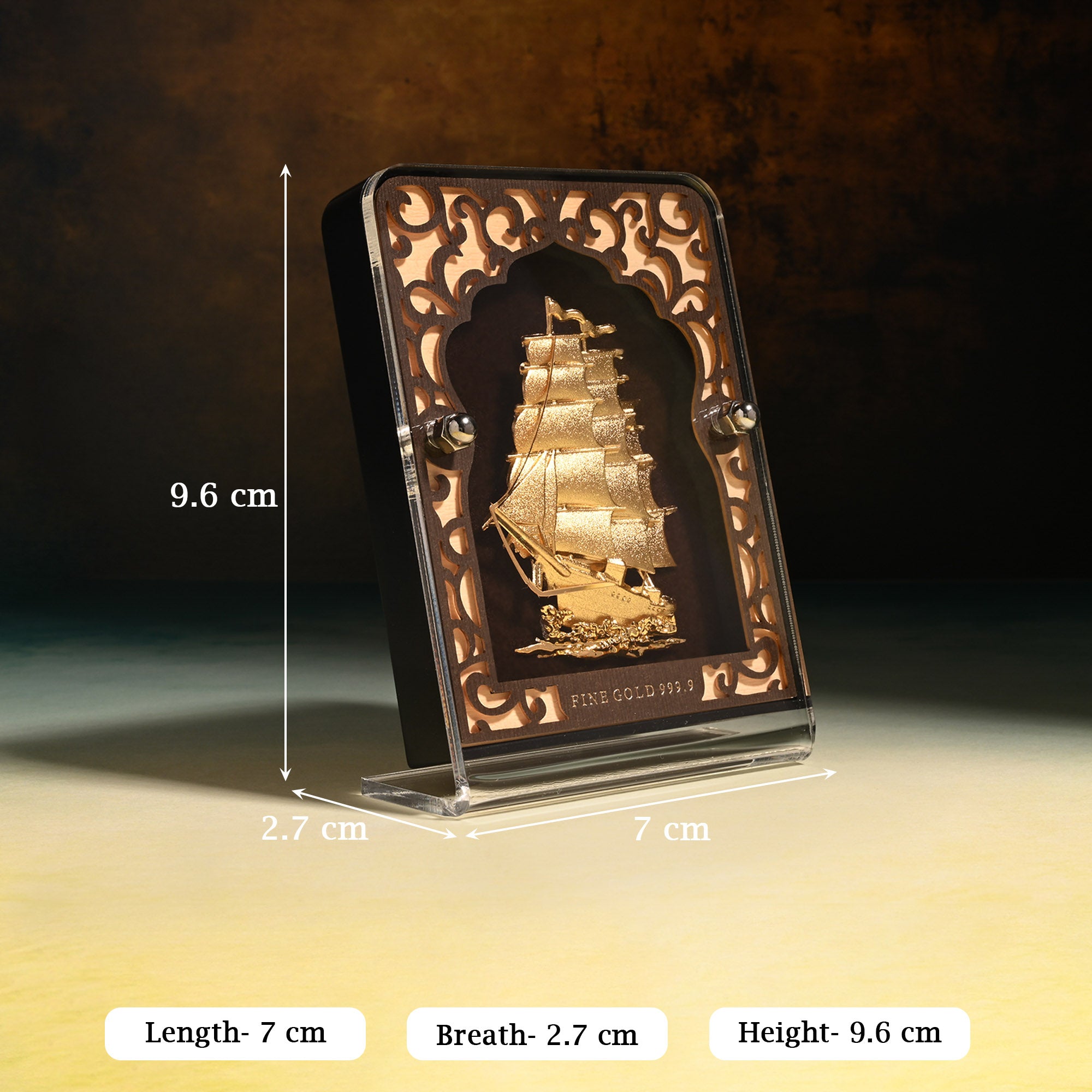 24K Gold Foil Sailing Ship Frame