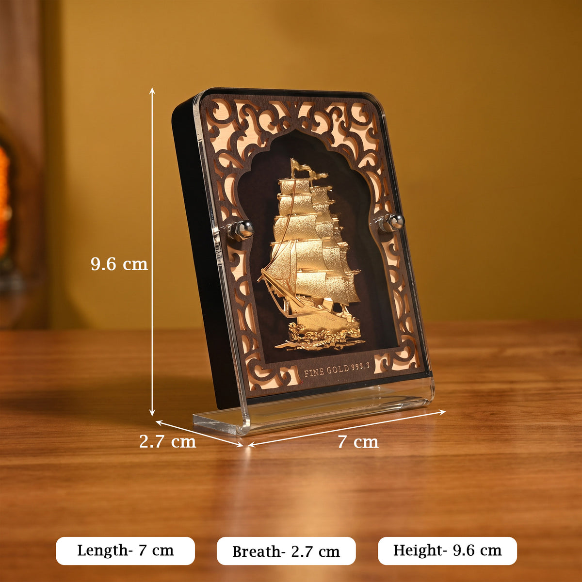 24K Gold Foil Sailing Ship Frame